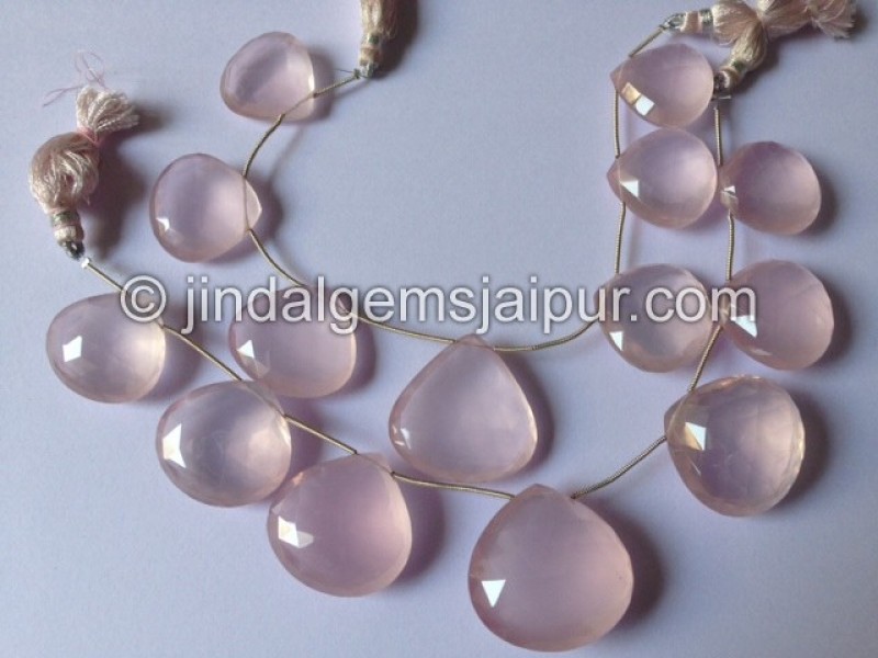 Rose Quartz Far Faceted Heart Shape Beads